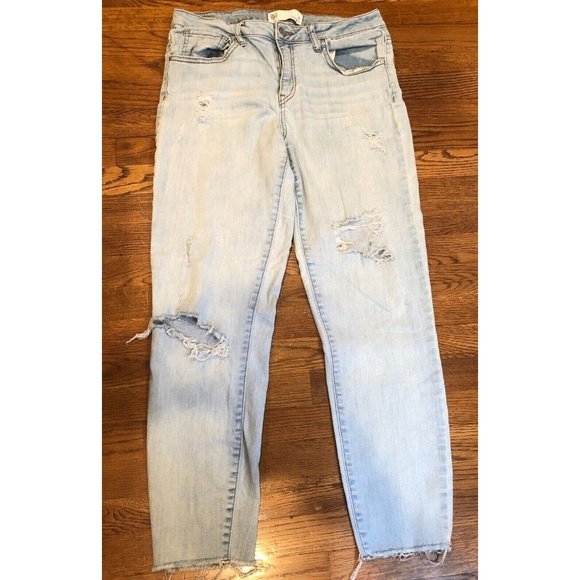 RSQ Womens Baja Ankle Distressed Holes Jeans Sz 9 Frayed Hem Mid Rise Stretch - Picture 4 of 8